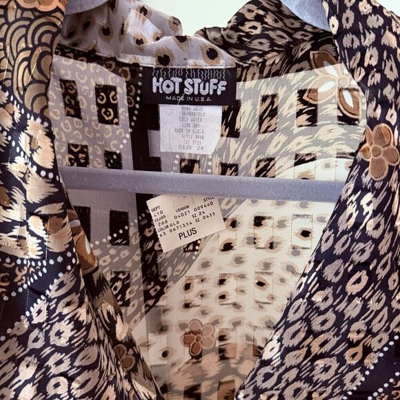 VTG 90s Y2K Blouse Plus Size 2X 24 Animal Print Leopard Sheer Top USA deadstock - Picture 4 of 6